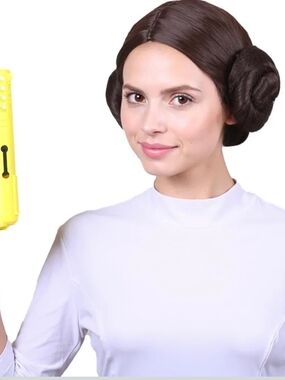 Brown Princess Cosplay Wig with 2 Buns for Women Halloween Costume
